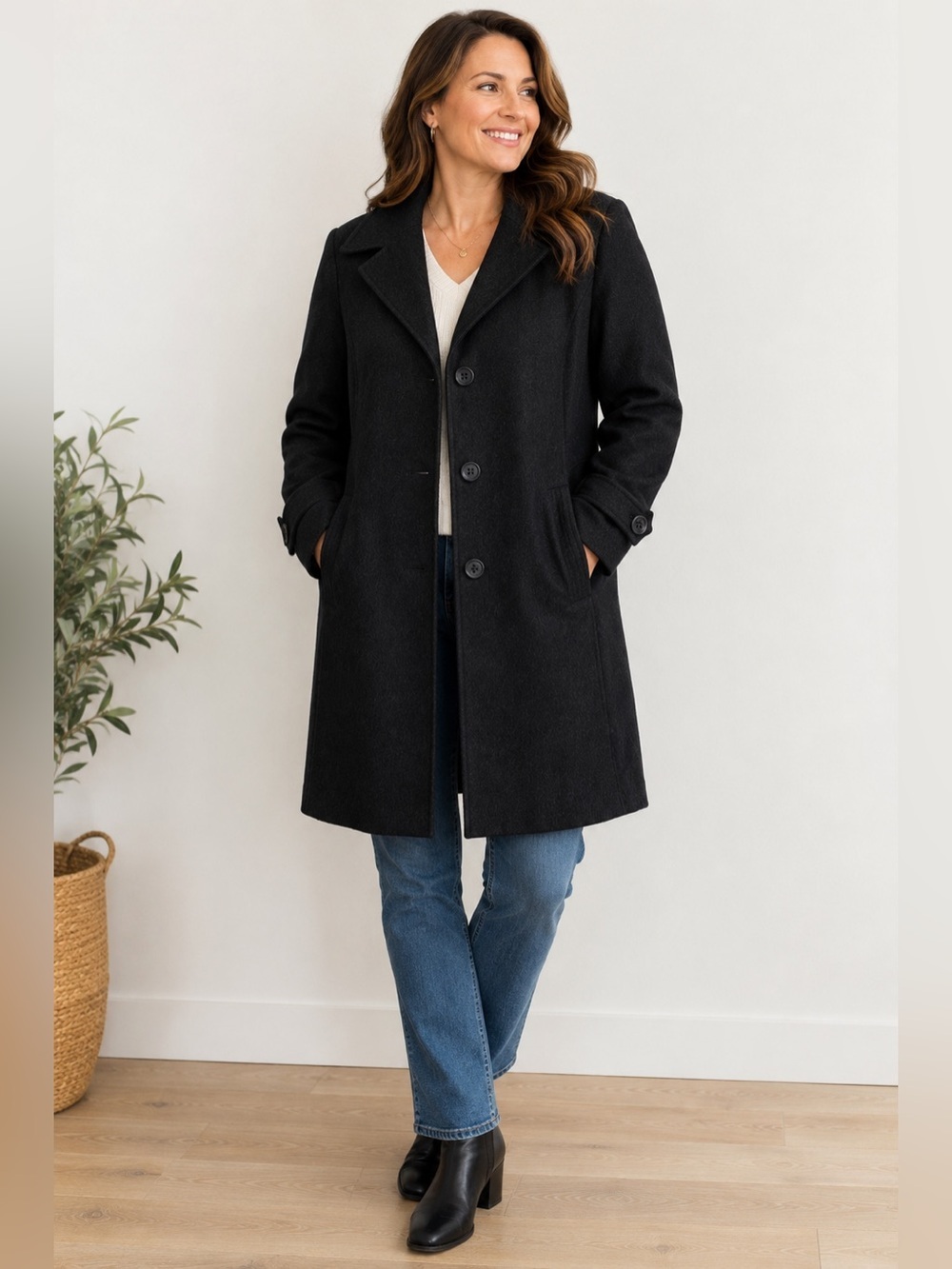 Vintage Kristen Blake Black Lambswool Blend Car Coat Jacket Women’s 14W